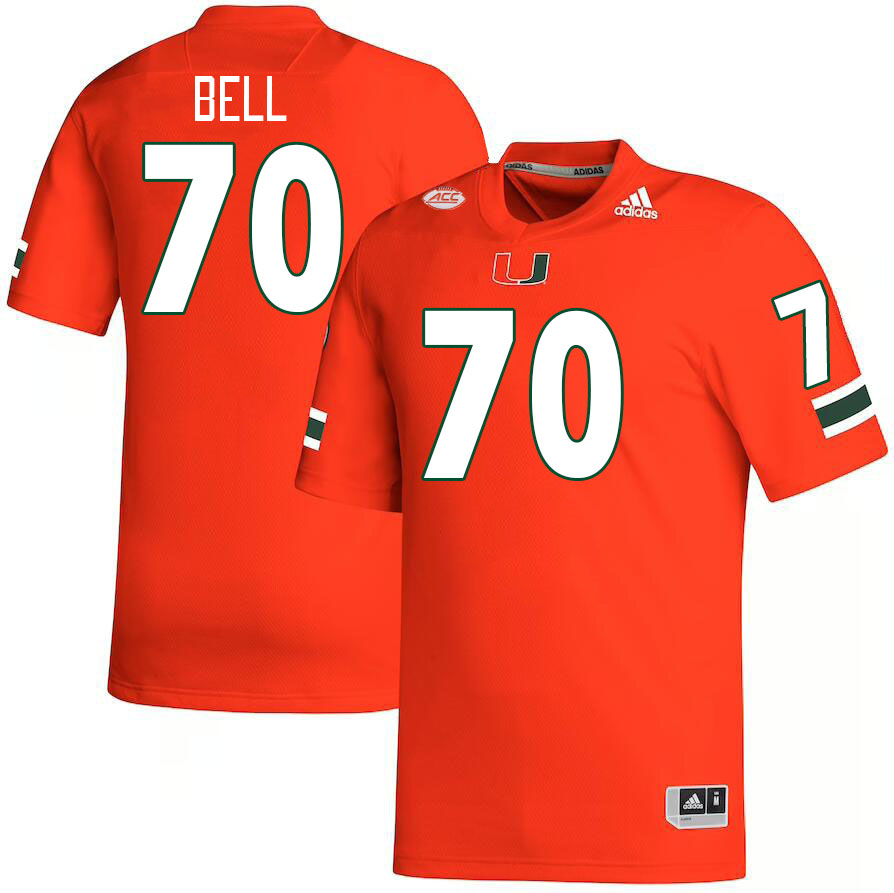 Men #70 Markel Bell Miami Hurricanes College Football Jerseys Stitched-Orange